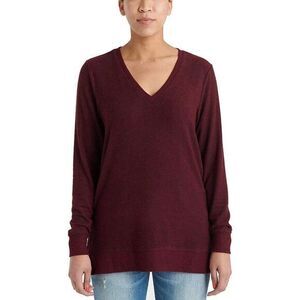 Lucky Brand Women’s‎ V-Neck sweater Tunic Long Sleeves Pullover Burgundy XL
